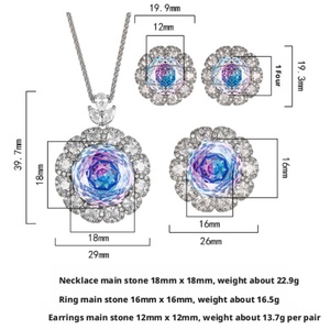 High End Eco-friendly Copper Color Stone 18-16mm Gradient Zircon Necklace <b>Earrings</b> Ring Jewelry Sets for Wedding Bridal Set - Product Image 2