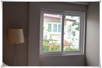 Ventanas de PVC Blancas Estilo Europeo, Ventana Corredera Interior de Doble Vidrio, Color Blanco