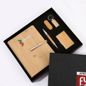 ชุดของขวัญสมุดโน้ตกระดาษคราฟท์สำหรับธุรกิจสำนักงานบริษัทหรูหราแบบ6ใน1พร้อมโลโก้ไม้ไผ่ไม้ - Product Image 3