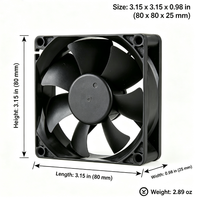 Ventilateur axial 8025mm DC24V à haut débit d'air et faible bruit, en PBT, ODM/OEM, électrique, à double roulement à billes, pour stockage d'énergie solaire, directement de l'usine