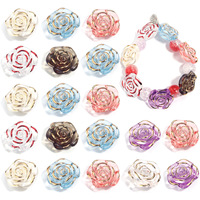 Boucles d'oreilles bricolage faites à la main épingles à cheveux Style baroque or Borde Rose cuillères chou pétale accessoires mignon résine coloré perles en vrac