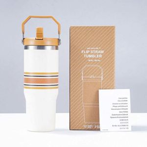 Durable <b>Large</b>-capacity Portable Handle 304 Stainless Steel Thermos Cup with 12-24 Hours Thermal Insulation Straw for Home Use - Product Image 3