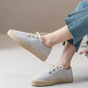 Espadrilles décontractées en toile à lacets pour femmes, semelle en jute antidérapante, baskets avec semelle intermédiaire en chanvre, tendance mode, chaussures pour femmes - Product Image 4