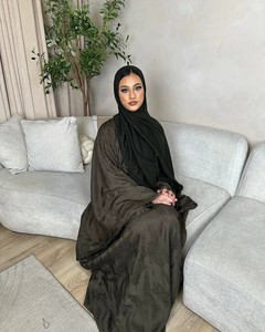 Vestido <span class=keywords><strong>Kaftan</strong></span> Abaya de Tela Jacquard de Seda Satén con Mangas de Mariposa, Cinturón Interior, Elegante Vestido Maxi para Mujer, <span class=keywords><strong>Kaftan</strong></span> Abaya para Eid - Product Image 2