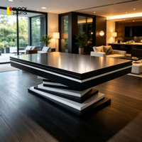 Table de billard américain de luxe standard américain à 9 boules avec pieds en bois massif et plateau en pierre avec éclairage LED, accessoires de snooker