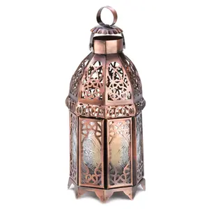 Copper Metal Moroccan Table Hanging Lantern T-Light Holder Wholesale Lantern in American Style For Wedding Decoration