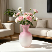Vase à fleurs en verre écologique à ventre rond, rose ombré, pour une décoration glamour, vase de sol fait main pour Pâques et Noël, décoration intérieure