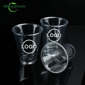Custom Logo Printed To Go Disposable Dessert Cup Juice Coffee Yogurt Clear Disposable Pp Pet Drinking Parfait Cup