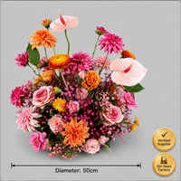 Arrangement floral artificiel orange et rose mélangé, Anthurium, Dahlia, Rose, Centre de table, Décoration florale pour mariage, Vente en gros