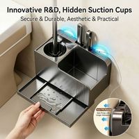 Soporte oculto para escobilla de inodoro con ventosa, cepillo para huecos y clips, montaje en pared sin taladro, accesorios de limpieza para baño