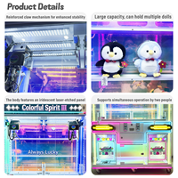 Machine à griffes moderne pour jeux d'arcade, avec éclairage LED, attrape-animaux en peluche, distributeur de prix et de jouets, usage commercial