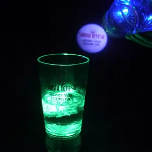 Copos de beber de luz led de projeção ecológica, copo de plástico reutilizável de vinho