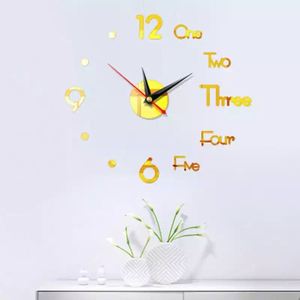 Creative 3D Frameless <b>Wall</b> Clock DIY Acrylic Digital Clock English Number <b>Wall</b> Sticker for Living Room Bedroom Office Decoration - Product Image 5