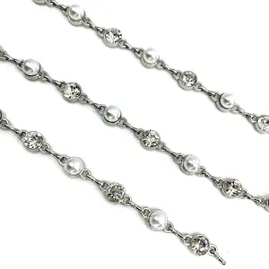 2023 Alloy Jewelry Set Half pearl and diamond handmade chain sexy garment shoulder strap waist chain DIY jewelry chain roll