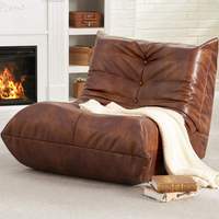 Canapé pouf moderne en similicuir pliable en forme de L, une place, avec housse amovible, style Oruga, chaise longue de sol avec support dorsal