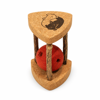 Juguete para Gatos de Corcho con Forma de Reloj de Arena, Bola Rodante de Madera Natural, Juguete Interactivo de Rompecabezas para Gatos de Interior