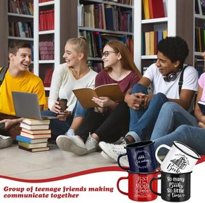 Ly cà phê kim loại tráng men cao cấp 12oz màu đỏ đen xanh lá cây tím, in logo thiết kế tùy chỉnh, viền thép không gỉ, dùng cho cắm trại - Product Image 4