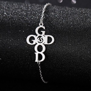 Wholesale Silver Gold Chain Necklace Faith Letter <b>Stainless</b> <b>Steel</b> Creative Custom Name <b>Steel</b> <b>Bracelet</b> Bangles Trendy Women & Men - Product Image 5