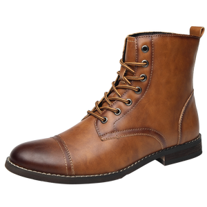 Bottes en cuir vintage pour hommes, bottes hautes, durables, confortables, grandes tailles 38-48, bottes rétro - Product Image 1