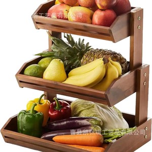 Simple wooden storage rack, solid wood vegetable and fruit rack, desktop bread and dessert rack, <b>kitchen</b> spice rack - Product Image 2