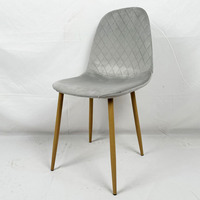 Chaise de salle à manger en velours gris avec pieds noirs, chaise de salon, chaise de café, chaise nordique