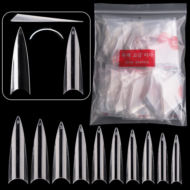 Long Pointed Stiletto Nail Art Tips Acrylic False Nail Tips Sharp Display Nail False Stiletto Pointed Tips