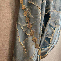Tissu jacquard teint en fil de haute précision, style rétro simple, motif feuilles bleu profond, tendance 2022, pour vêtements et rideaux