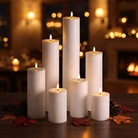 Lilin LED Bentuk Pilar Mermei Tanpa Api, Berbahan Lilin Parafin, Dioperasikan dengan Baterai, Buatan Tangan, Ramah Lingkungan, Aman, untuk Liburan