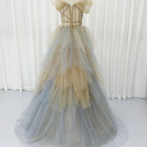 रंगीन पफी टीयू प्रोम कपड़े रफल्स टीले बॉल गाउन महिलाओं लंबी पार्टी के कपड़े और आकार Hx78 - Product Image 6