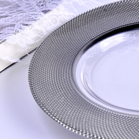 Assiettes de présentation argentées de 8 pouces pour table à manger, assiettes de luxe en gros pour mariage
