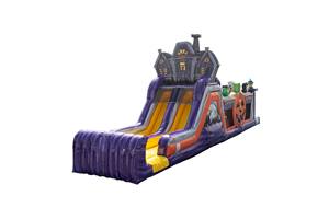 Halloween Haunted Run Obstacle <strong>Course</strong> 48ft Long, 48'- HAUNTED OBSTACLE <strong>COURSE</strong>,inflatable haunted-themed slide combo - Product Image 4