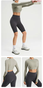 Vêtements <span class=keywords><strong>de</strong></span> yoga femmes vente à capuche vêtements <span class=keywords><strong>de</strong></span> yoga haut à manches longues mince sport couverture séchage rapide longue vêtements <span class=keywords><strong>de</strong></span> fitness ensemble <span class=keywords><strong>de</strong></span> vêtements <span class=keywords><strong>de</strong></span> yoga - Product Image 3
