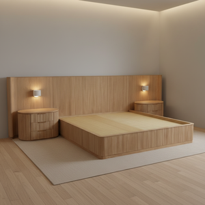 Luxurious Modern Emergency <strong>Bed</strong> with Two <strong>Side</strong> Tables Solid Wood Queen/King Size Custom Color Expandable Design - Product Image 1