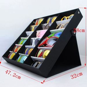 <b>Hot</b> Selling <b>18</b> Slots Sunglasses Display Stand Storage Box Tray Case Stand Black Glasses Displays - Product Image 5