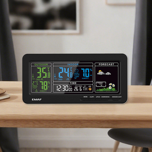 <span class=keywords><strong>Station</strong></span> météo sans fil EMAF pour la maison, avec thermomètre numérique, hygromètre, capteur d'intérieur, prévisions météo, horloge LCD et alarme. - Product Image 1