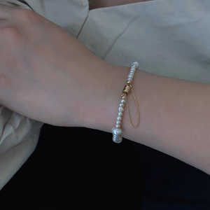 Bracelet en perles d'eau douce naturelles WENCHI - Accessoire de bijouterie élégant et luxueux, longueur réglable de 30g - Product Image 3