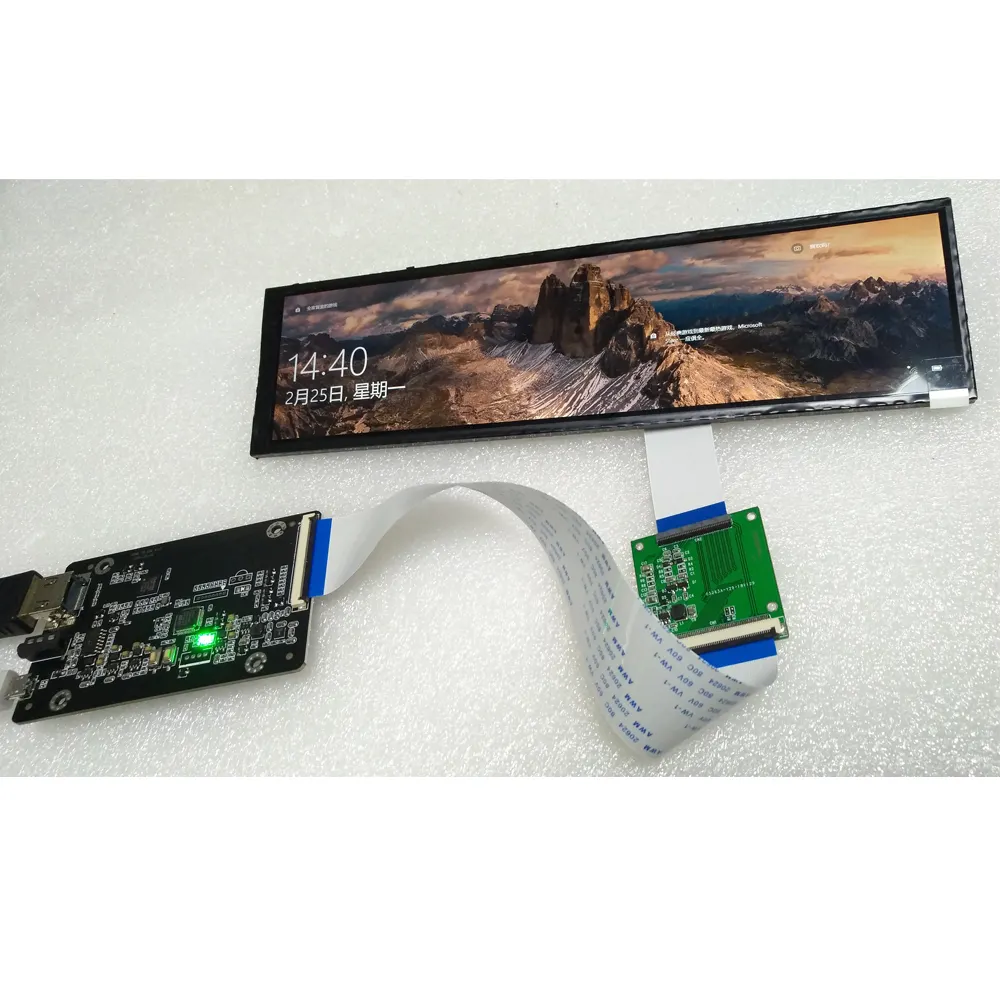Tampilan Rak 8.8 Inci 1920X480, Layar LCD Melar dengan Catu Daya USB 5V dan Raspberry Pi 4B 3B +