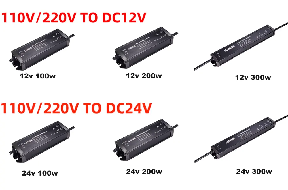 Led Driver 12v 24v AC to DC CCTV Camera Switching Supply Plastic Ip67 outdoor RainProof Waterproof Slim Strip light Power Supply