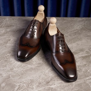 Italian Men's Business Formal Shoes Trendy Square <b>Toe</b> Lace <b>Cap</b> <b>Toe</b> Breathable Light Weight Anti-Slip Valentina Leather British - Product Image 3