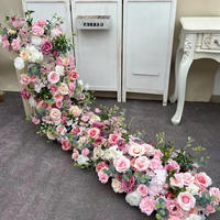Zijden Kunstbloemen Loper Weelderige Rozen Bloemstuk Tafelarrangement Boog Achtergrond Winkelruit Presentatie Bruiloft Tafeldecoratie