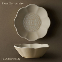 Assiettes de Luxe en Céramique Blanches Motif Fleur de Prunier, Vente Directe Usine, pour Restaurants