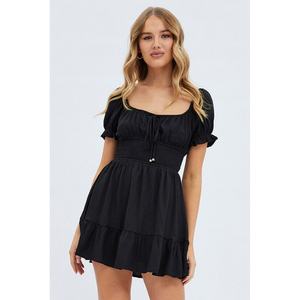 Vestido Corto Negro OEM con Corte Evase y Manga Corta - Product Image 3