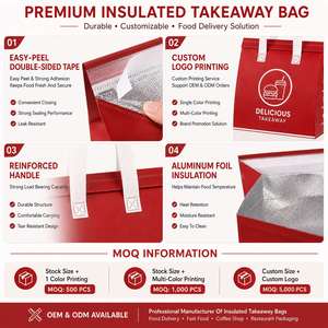 Sac isotherme pour la livraison de nourriture en restaurant, sac d'emballage à emporter avec logo personnalisé - Product Image 4