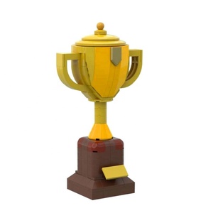 Trofeo Funbuild, bloques de construcción, Trofeo amarillo grande y soporte de plástico, regalo para niños, juguetes educativos de ladrillos - Product Image 4