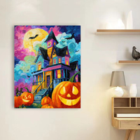CHENISTORY Peinture par numéros DIY, thème Halloween : Citrouille et Château, pour adultes, cadeau DIY