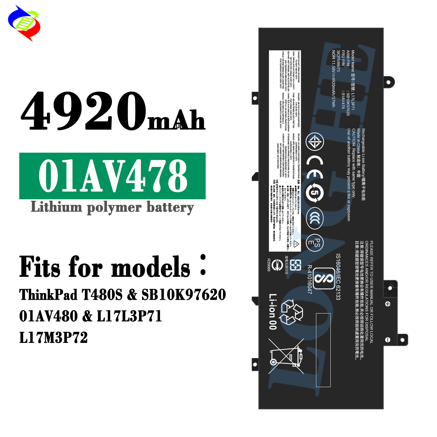 Para Lenovo ThinkPad T480S SB10K97620 01AV480 L17L3P71L17M3P72