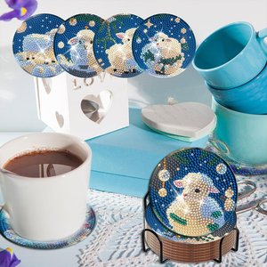 SONGWOOART DIY Alpaca Animal Fait Main Créatif Décoration Maison Artisanat Cadeau <span class=keywords><strong>Peinture</strong></span> Diamant Ensemble de Sous-Verres pour Enfants <span class=keywords><strong>et</strong></span> Adultes - Product Image 2