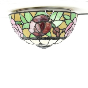 Lámpara de Techo LongHuiJing de 12 Pulgadas con Pantalla de Vidrio con Diseño de Rosas, 2 Luces, Estilo Tiffany, Montaje Empotrado - Product Image 3