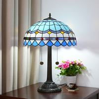Lampes de table Tiffany, luminaires en verre coloré de style méditerranéen, lampes de bureau LED nordiques, décoration d'intérieur pour chambre à coucher, bureau
