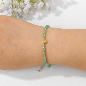 สร้อยข้อมือลูกปัดพลอยโกเมน3มม. ชุบทอง18K สำหรับผู้หญิงสร้อยข้อมือลูกปัดแฟชันพร้อมการ์ด - Product Image 5